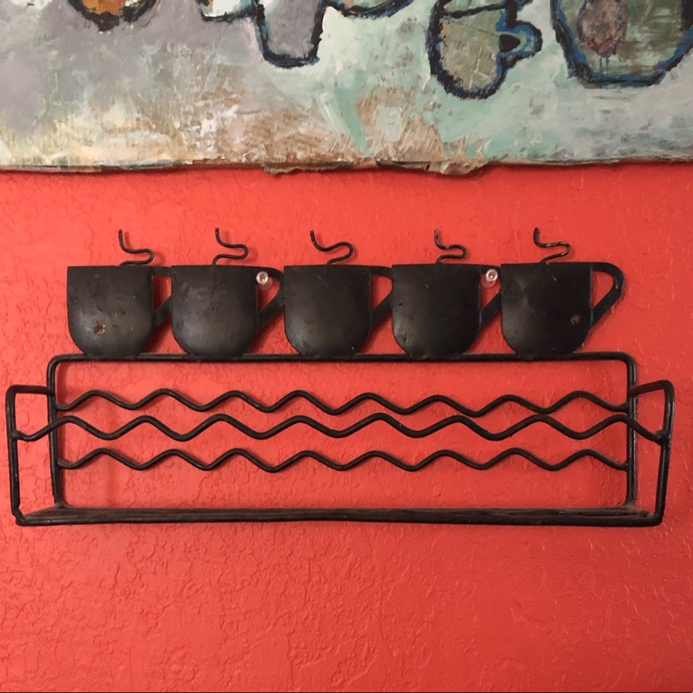 Cute Metal Wire Coffee Shelf 13.5”W x 6.5”H